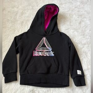Sporty Fleece Lined Reebok Toddler Black and Pink Hoodie